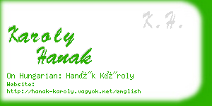 karoly hanak business card